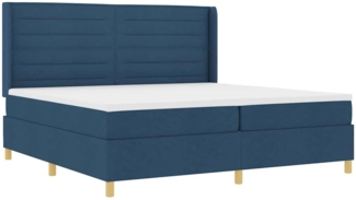 vidaXL Boxspringbett mit Matratze mit Kopfteil Blau 200 x 200 cm Stoff 3341797