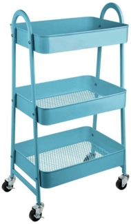 ONVAYA® Servierwagen Silvio | Beistellwagen | blau | 30,5 x 45 x 77 cm | 3 Fächer | Multifunktionswagen | Transportwagen | Allzweckwagen | Küchentrolley | Nischenregal