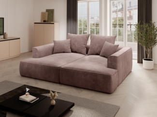 Vente-unique - Sofa 3-Sitzer - tiefe Komfortsitzfläche - Cord - Rosa - PINETA