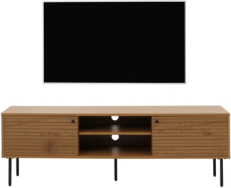 TV-Rack HWC-N78, Lowboard TV-Schrank, skandinavischer Stil Metall Holz Melamin MVG 150x40x50cm ~ natur