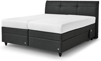 Minerva Boxspringbett grau Kunstleder 219cm x 206cm x 112cm