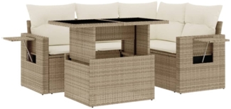 vidaXL 5-tlg. Garten-Sofagarnitur mit Kissen Beige Poly Rattan 3267878