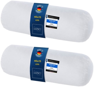 LILENO HOME Microfaserkissen - geeignet für Allergiker, in verschiedenen Größen - Made in Germany, Füllung: 100% Polyester, Rückenschläfer, Seitenschläfer, Bauchschläfer, Set, 2er Set, Nackenrolle 15x40 cm + Reißverschluss, Nackenkissen allergikergeeignet