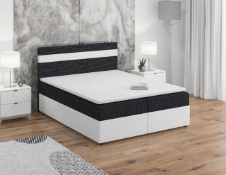 Boxspringbett Schlafzimmerbett INVERN 140x200 cm Weiss-Schwarz