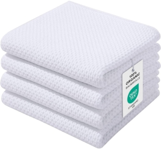 Moosfor Geschirrtücher 100% Baumwolle 4er Set Weiß 32x72cm