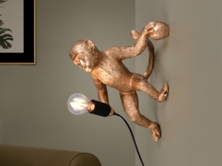 Wandleuchte LOUY mit Stecker und Schalter Affenlampe Gold, Höhe 36,5cm