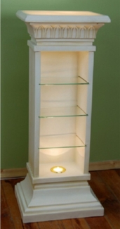 JVmoebel Vitrine Design Vitrine Regal Glas Säule Vitrinen Regale CD Schrank Lampe Made in Europa