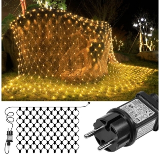 Qualra Lichterkette Lichternetz Außen 2x3M/4x6M mit Stecker Weihnachtsdeko Lichtvorhang, 200-660LEDs Lichterkette 8 Modi, Timer für Garten Balkon