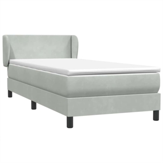 vidaXL Boxspringbett mit Matratze Hellgrau 90x220 cm Samt 3317385