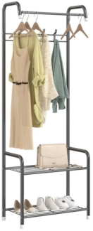 OUNUO Kleiderständer F-Form Kleiderständer mit 2 Ablage und 4 Haken