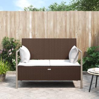 vidaXL Gartenbank 2-Sitzer mit Kissen Braun Poly Rattan 364113