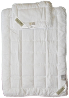 KH-Haushaltshandel Kindersteppbett + Kopfkissen 2-tlg. Baby Kinder Stepp Bettenset, Bettdecke weiss Kochfest, Füllung: silikonisierte Hohlfaser, 100x135 + Kopfkissen 40x60, Hohlfaserfüllung, KOCHFEST