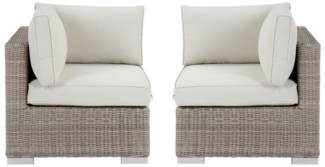 Vente-unique - Eckelement 2er-Set für Gartensofa mit weißen Kissen - Polyrattan - BUSAN von MYLIA