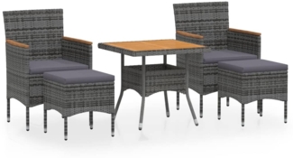 vidaXL 5-tlg. Garten-Essgruppe Poly Rattan & Massivholz Akazie Grau 3058337