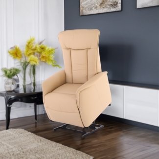Fernsehsessel mit Aufstehhilfe, Relaxsessel mit Liegefunktion, Leder/Kunstleder, Beige - Raburg Marie