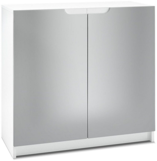 Vladon Sideboard Logan, Kommode mit 2 Türen, Weiß matt/Hellgrau Seidenmatt (82 x 78 x 37 cm)
