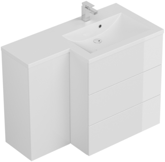 Badblock Adelia links SoftClose weiss hochglanz : Weiss hochglanz