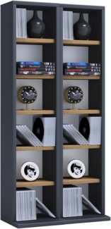 VCM CD / DVD Media Regal Milano 919589 Anthrazit / Honig-Eiche H. 92 x B. 42 x T. 20 cm