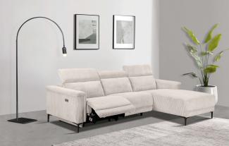 Places of Style Ecksofa Lund in Cord, L-Form, 261 cm, mit manueller, o. elektrischer Relaxfunktion, USB, Kopfteilverstellung