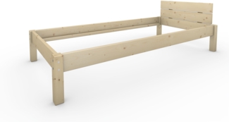 Pfostenbett Massivholzbett (Fichte) "Daybett" 100x220 cm 38 cm Holzbett 300kg