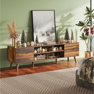 WLIVE TV-Schrank Lowboard mit 2 Türen, Fernsehschrank für Fernseher bis zu 55/60 Zoll, (Packung, 160 cm lang) verstellbare Ablagen, für Wohnzimmer, Schlafzimmer