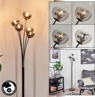 hofstein Stehlampe dimmbare Stehlampe aus Metall/Glas in Schwarz/Rauchfarben/Klar, ohne Leuchtmittel, Standleuchte Glaskugeln Ø12cm, dimmbar, 5xG9, ohne Leuchtmittel
