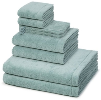 Cawö Lifestyle 8 tlg. Frottier-Set - 2 X Handtuch (50 X 100cm), 2 X Duschtuch (70 X 140cm), 2 X Gästetuch (30 X 50cm), 2 X Waschhandschuh (16 X 21cm) - 520 g/m2 - Seegrün