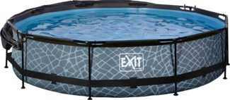 EXIT Stone Pool ø360x76 cm mit Filterpumpe und Sonnensegel, grau