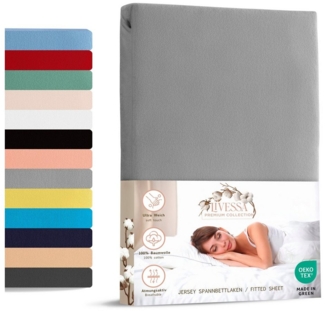 livessa Spannbettlaken weicher Jersey aus 100% Baumwolle Bettlaken in Größe 90x200, 140x200, Gummizug: Rundumgummizug, 180x200 Laken, Spannbettlaken für Matratzenhöhe bis zu 30 cm