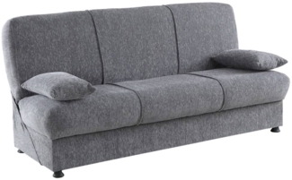 Dmora 3-Sitzer Schlafsofa Arachide, Sofa mit Stauraum und 2 Kissen inklusive, gepolstertes Stoffsofa mit Klick-Klack-Öffnung, 180 x 81 x 90 cm, Grau