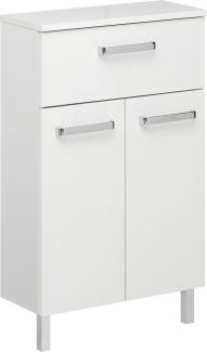 Saphir Unterschrank Quickset Badschrank mit 2 Türen, 1 Schublade, 50 cm breit Badezimmer-Unterschrank inkl. Türdämpfer, Griffe in Chrom Glanz