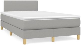 vidaXL Boxspringbett mit Matratze & LED Hellgrau 120x190 cm Stoff 3270074