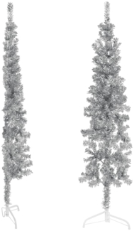 vidaXL Künstlicher Halb-Weihnachtsbaum Ständer Schlank Silbern 120 cm 344594