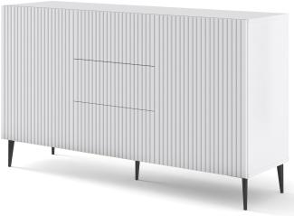 Domando Sideboard Moneglia M1 Klassisch Breite 150cm, Push-to-open-Funktion, besondere Fräsoptik, schwarze Füße in Weiß Matt und Schwarz