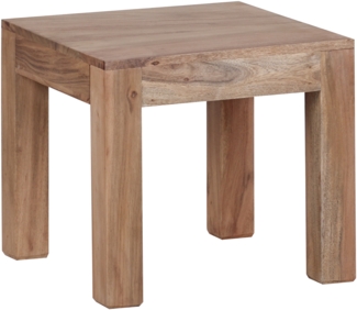 Kadima Design Massivholz-Tisch "Nako": Handgefertigt, 45x40x45 cm, Akazienholz, 50kg Belastbarkeit. Beige, 45x45x40 cm