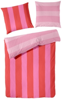 Sympathica Renforce Bettwäsche Streifen Wende rot pink rosa 123104-44 135x200 cm