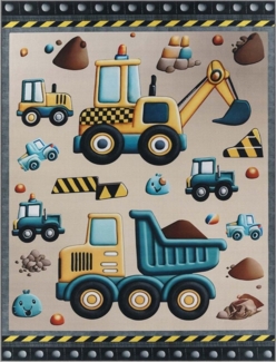 TaraCarpet Kinderteppich Fresh Kids Fahrzeuge, rechteckig, Höhe: 5 mm, Kinderzimmer Jugendzimmer Bagger Spieleteppich Baustelle 200x280
