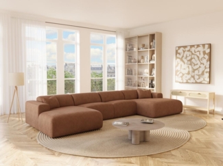 Vente-unique - Große Wohnlandschaft - Strukturstoff - Terracotta - POGNI von Maison Céphy