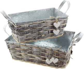 Pflanzer Weißes Herz 2er Set Blumenkasten Pflanzkorb Pflanzschale Blumentopf
