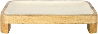 HOME DECO FACTORY, KA0654, Präsentationstablett aus Mangoholz, Elegantes und trendiges Design, ideal für Brot und Obst, Größe 30 cm, Farbe Braun Beige