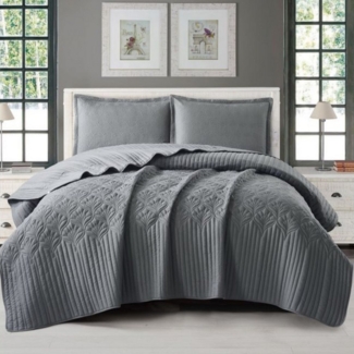 alesvelt Tagesdecke Set Nilüfer Überwurf Decke 3-Teilig 240X260 CM,2-Personen