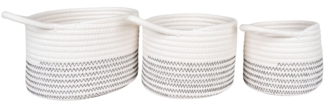 House Nordic Körbe, Baumwolle, weiß/grau, 3er-Set