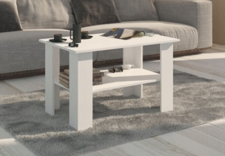 Home Collective Couchtisch Wohnzimmertisch, Sofatisch mit Regal 55 cm Hoch (1 Tisch), 80x60x55 cm, Weiß​