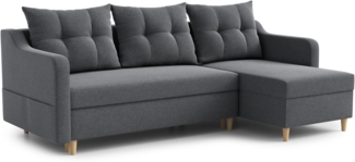 AX LIVING Eckcouch mit Bettfunktion Balerno 224 cm – Elegantes Design in Graphit