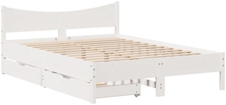 vidaXL Massivholzbett mit Schubladen Weiß 120x190 cm Kiefer 3301924