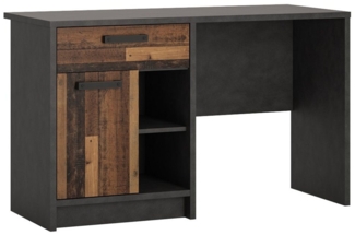 Lomadox Schreibtisch NELSON-129, in grau mit Holz Nb, Jugendzimmer Arbeitsplatz, B/H/T ca. 120/74/52cm