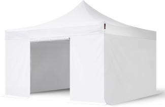 4x4 m Faltpavillon PROFESSIONAL Alu 40mm, Seitenteile ohne Fenster, weiß