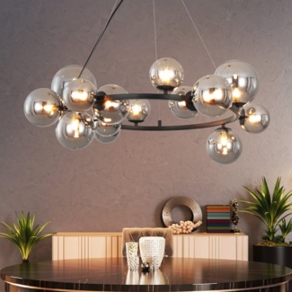 Nettlife Pendelleuchte Esstisch Glas G9 8/14 Flammig Modern Kronleuchter, LED wechselbar, Esstischlampe Wohnzimmer Hängeleuchte für Schlafzimmer Hotel