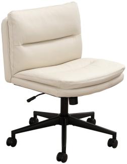 SeedWave Bürostuhl Polsterdrehstuhl ohne Armlehnen, PU-Leder Criss Cross Chair mit Rollen, weiß,höhenverstellbar Schreibtischstuhl mit Wippfunktion,bis 150kg