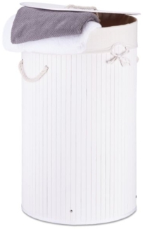 3 x Wäschekorb Bambus rund weiß